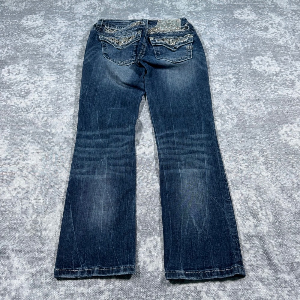 Miss Me Signature Cropped Jeans Womens 26 Blue JE5974C7 Y2K Skater Grunge Bling